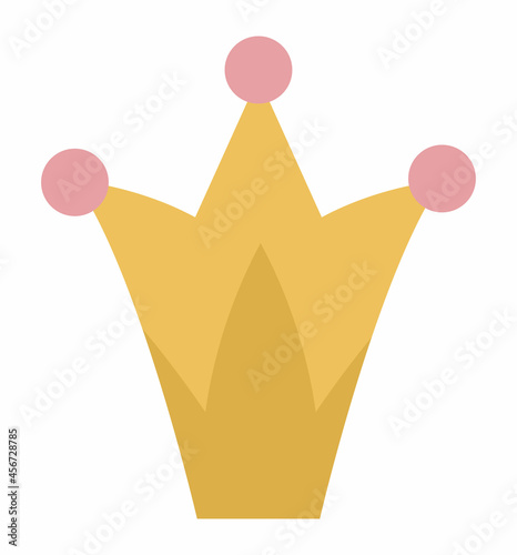 Fairy tale crown isolated on white background. Vector fantasy king or queen accessory. Sovereign authority symbol. Medieval fairytale royal jewelry icon. Cartoon magic object.