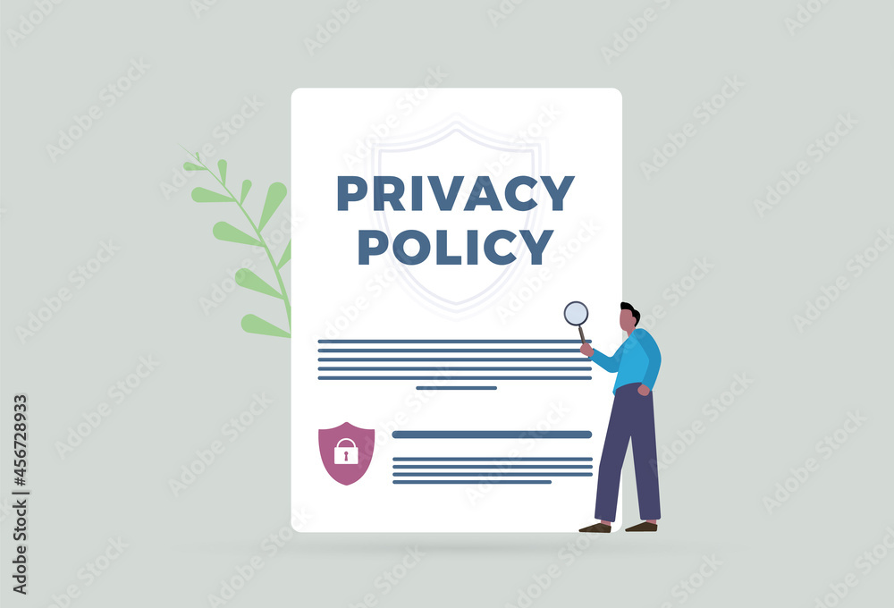 Privacy Policy contract with protection of confidential information concept illustration. Cyber Security Computer Business Data Access document. Privacy Policy contract with protection of confidential information concept illustration. Cyber Security Computer Business Data Access document.