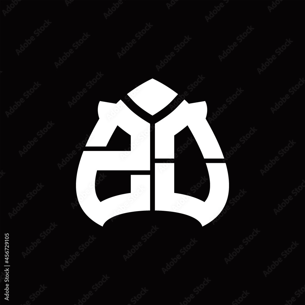 ZO Logo monogram with spade shape design template ZO Logo monogram with spade shape design template