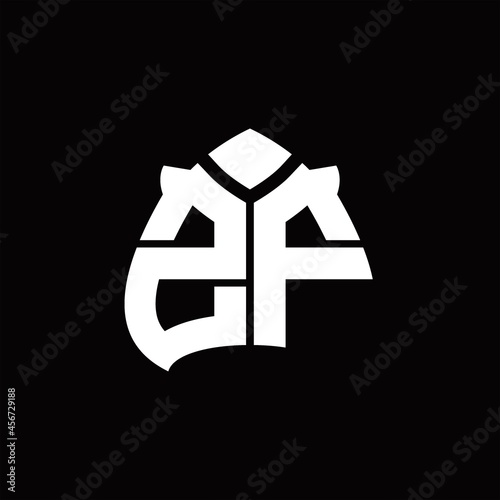 ZF Logo monogram with spade shape design template