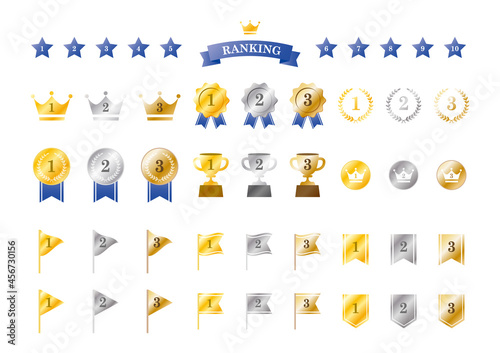 グラデーションのランキングアイコンのセット