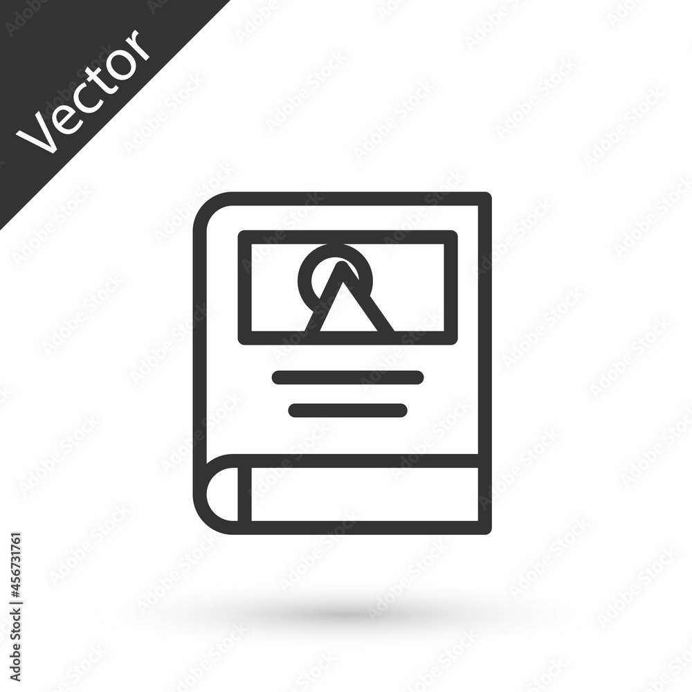 Grey line Photo album gallery icon isolated on white background. Vector Grey line Photo album gallery icon isolated on white background. Vector
