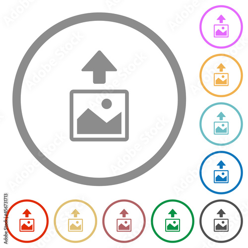 Upload image flat icons with outlines