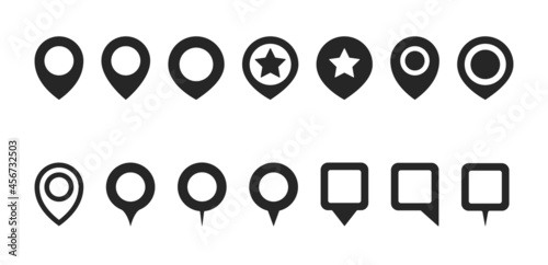 Simple map pin collection. GPS, location pin sign. Map pointer symbol. Set of circle pointers infographic business element. Flat style vector illustration