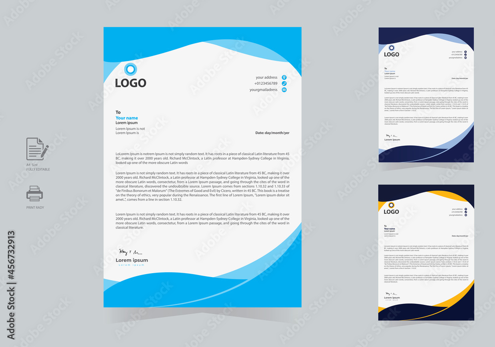 Obraz premium Letterhead design template. Modern and Elegant business letterhead template design. Illustration vector
