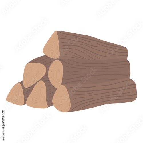 Hand drawn pile of pine logs isolated on white background. Frewood for fireplace or bonfire. Stack of chopped wood vector illustration with texture photo