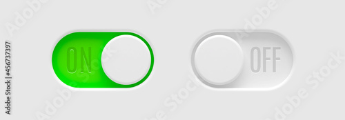 On and Off toggle switch buttons. Material design switch buttons set. Vector illustration.