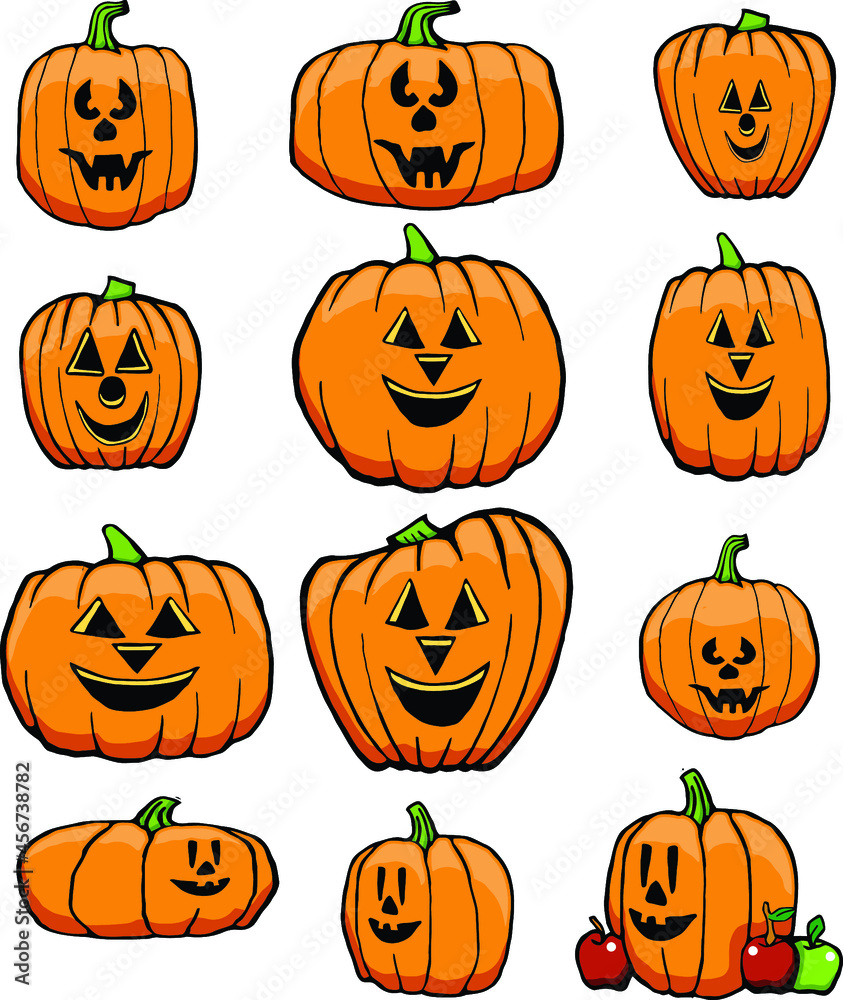 set of jack o lantern pumpkins | Halloween design set of jack o lantern pumpkins | Halloween design