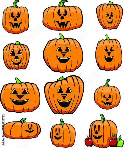 set of jack o lantern pumpkins | Halloween design