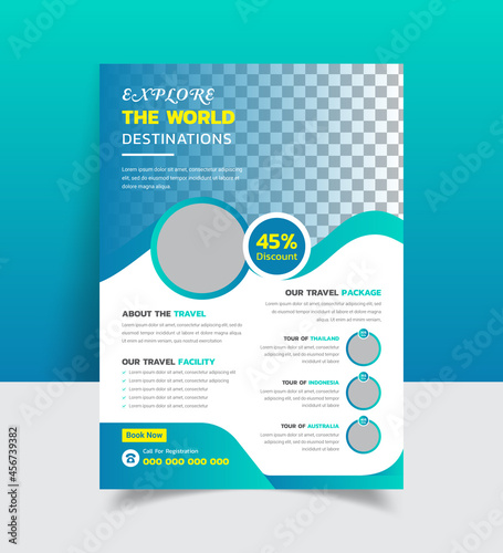 Travel tour holiday vacation Corporate Agency flyer Vector Template Deign