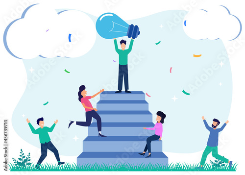 Illustration vector graphic cartoon character of innovation team collaboration