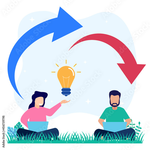 Illustration vector graphic cartoon character of transfer knowledge