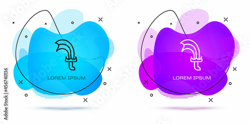 Line Sword for game icon isolated on white background. Abstract banner with liquid shapes. Vector