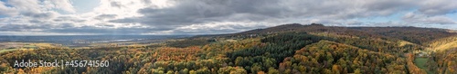 Bird's eye view of a forest in the Taunus - Germany with a cloudy sky
