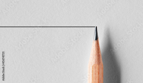 Wooden pencil draws a straight line. Stability or stagnancy concept in business