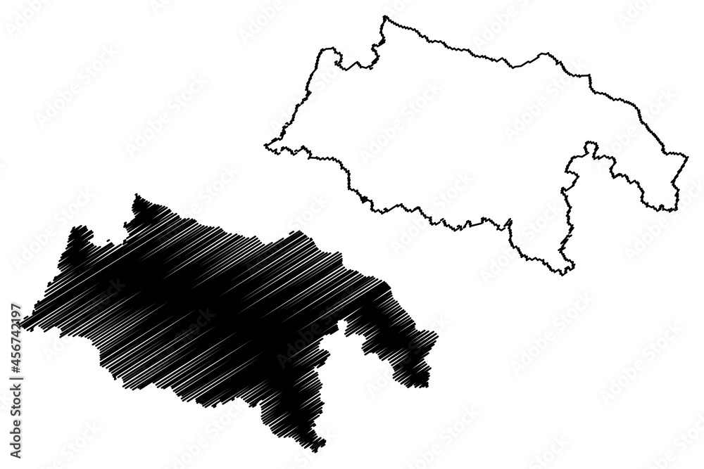 Ambedkar Nagar district (Uttar Pradesh State, Republic of India) map vector illustration, scribble sketch Ambedkar Nagar map
