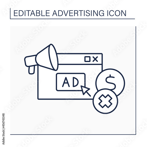 Noncommercial ads line icon.Ads sponsored by charitable institution,civic group or religious or political organization.Advertising concept. Isolated vector illustration. Editable stroke photo