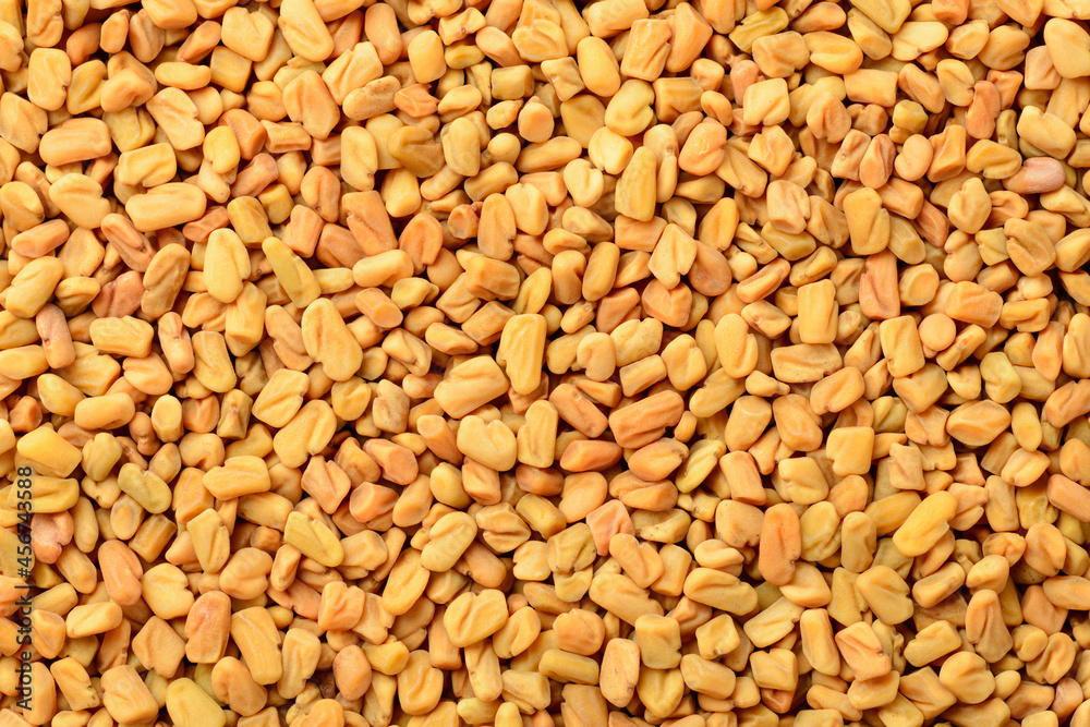 food background of raw fenugreek seeds, top view food background of raw fenugreek seeds, top view