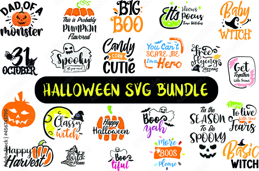 Halloween SVG Scary Design Bundle  print ready Halloween SVG Quotes t shirt design bundle 