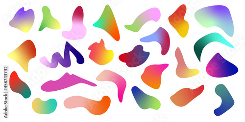 Dégradés de formes abstraites vectorielles  ,colorées et minimalistes. Formes graphiques géométriques et fluides effet peinture. Dégradés colorés, gradients.