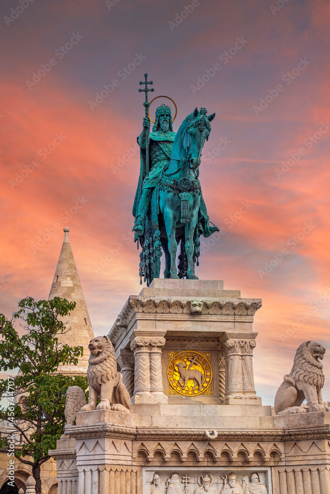 Statue of Saint Stephen, Fisherman Bastion, Budapest, Hungary