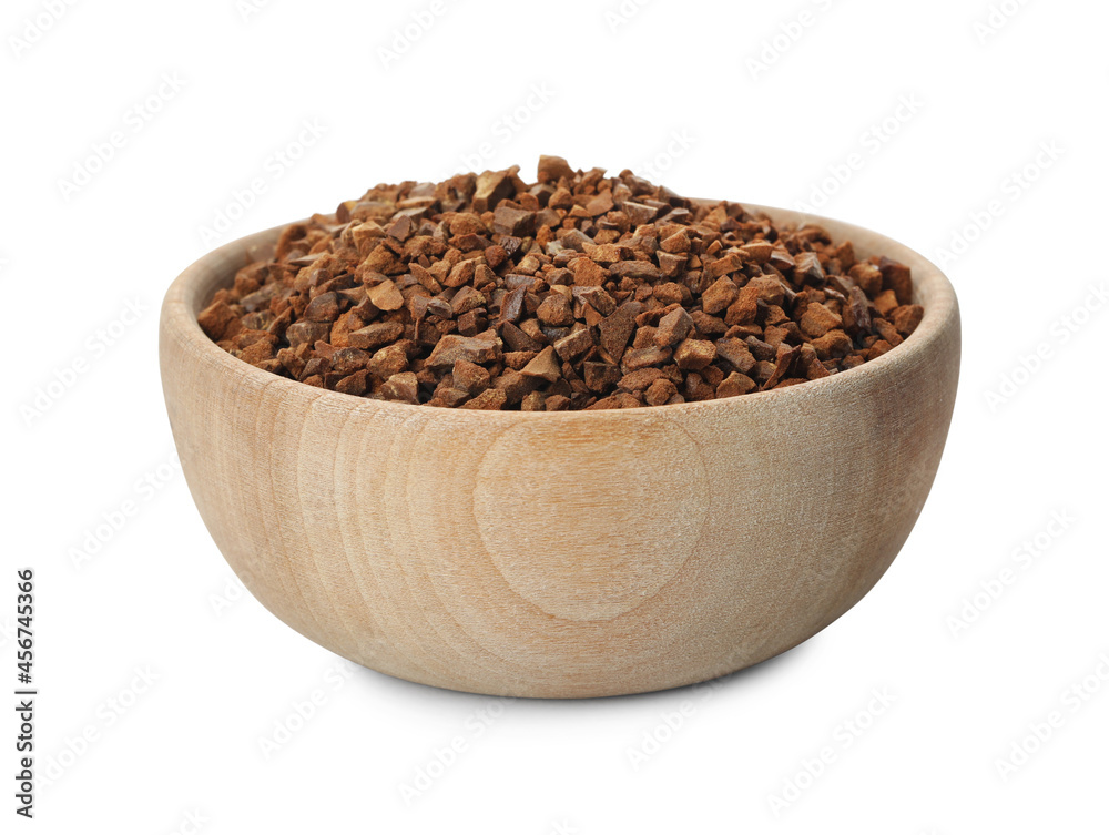 Bowl of chicory granules on white background Bowl of chicory granules on white background