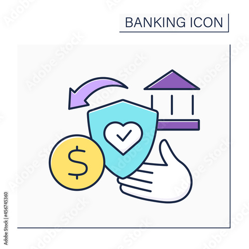 Credit life insurance color icon. Life insurance policy. Pay off loan in case of an untimely death.Banking functions concept. Isolated vector illustration