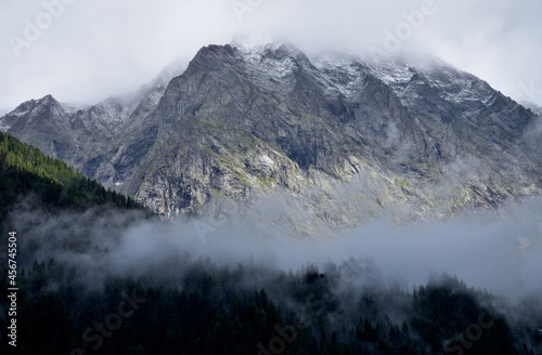 Dusted with snow on the peaks