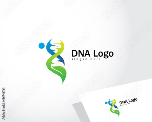DNA logo creative nature people abstract design concept leave health care
