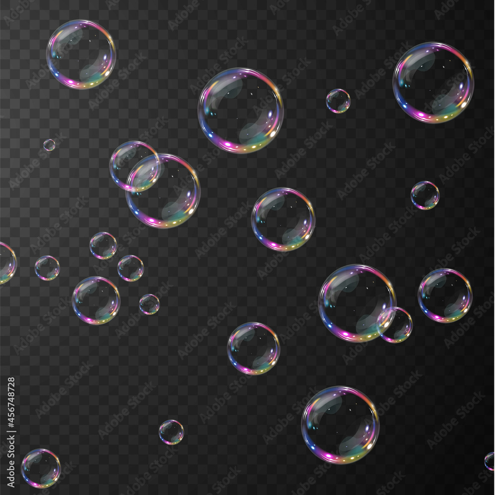 background with bubbles,Transparent water realistic glass bubbles