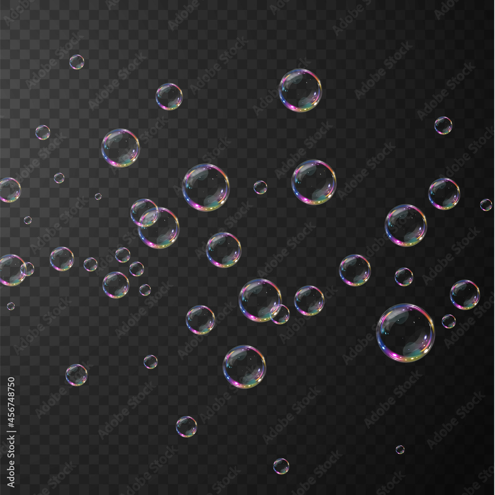 background with bubbles,Transparent water realistic glass bubbles