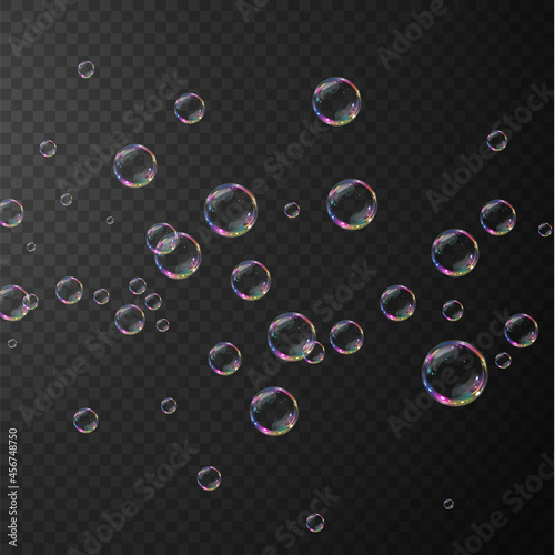 Collection of realistic soap bubbles. Bubbles are located on a transparent background. Vector flying soap bubble. Bubble PNG Water glass bubble realistic png 