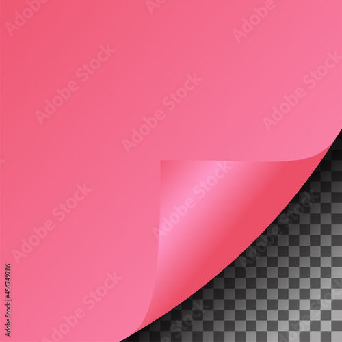 Curved paper corner with shadow on transparent background