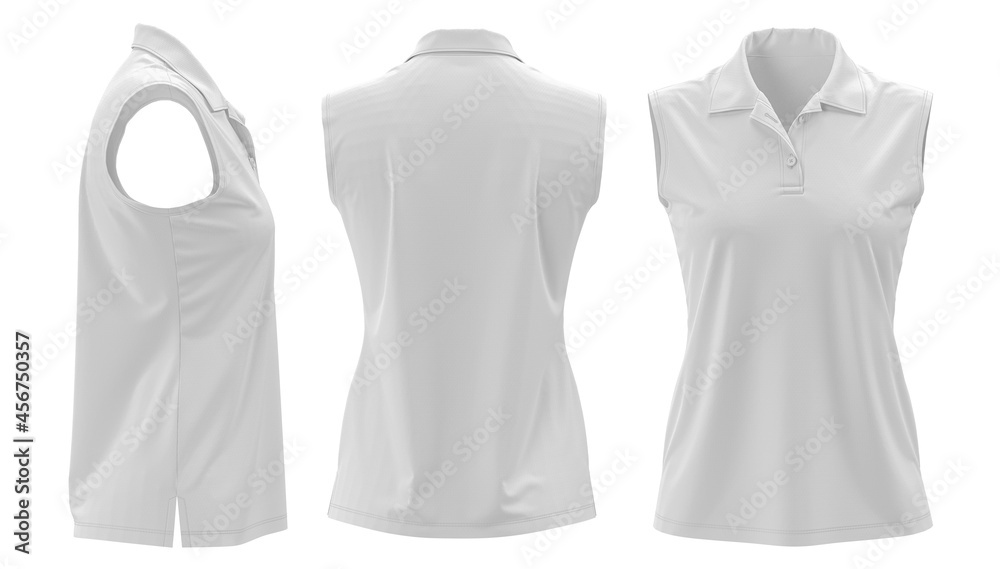 Poster Print 3D rendered sleeveless ladies polo shirts 40x22.2 cm
