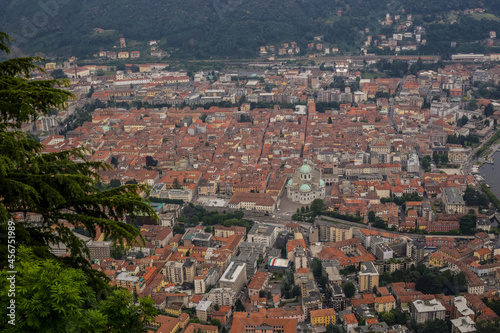 View of Rooftops of Como Town on a Rainy Day