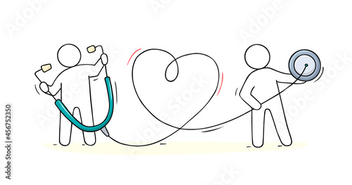 Cartoon people with big stethoscope