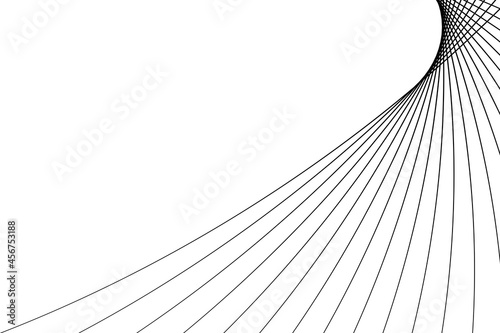 Curved corners many streak. Abstract stripes on white background isolated. Vector curved slanting, oblique lines texture.