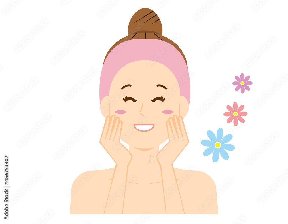 Vector illustration of a woman doing skin care. Vector illustration of a woman doing skin care.