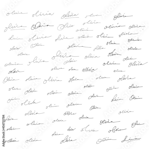 Olivia's Signature for Documents.Vector illustration of Black writing on a white Background