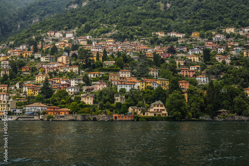 View of Traditional Colorful Houses in Lake Como