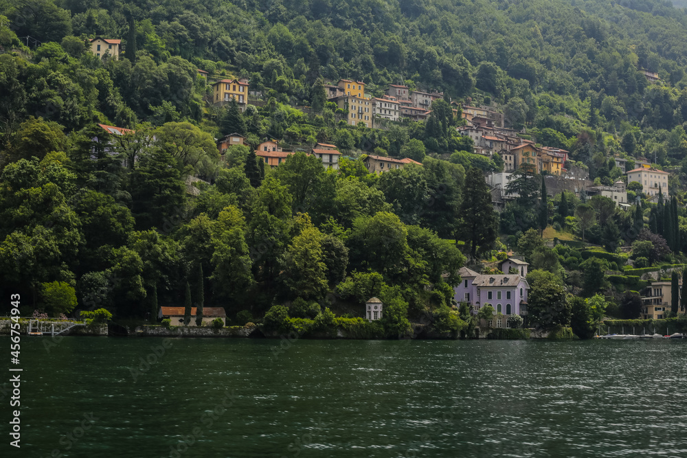 View of Traditional Colorful Houses in Lake Como View of Traditional Colorful Houses in Lake Como