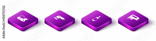 Set Isometric Electric planer tool, sander, Screwdriver and jigsaw icon. Vector