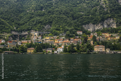View of Traditional Colorful Houses in Lake Como
