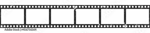 Grunge cinema filmstrip roll on white background. Blank old negative film. 35mm film slide frame. Retro cinema or photo frames. Long, retro film strip frame. Vector illustration