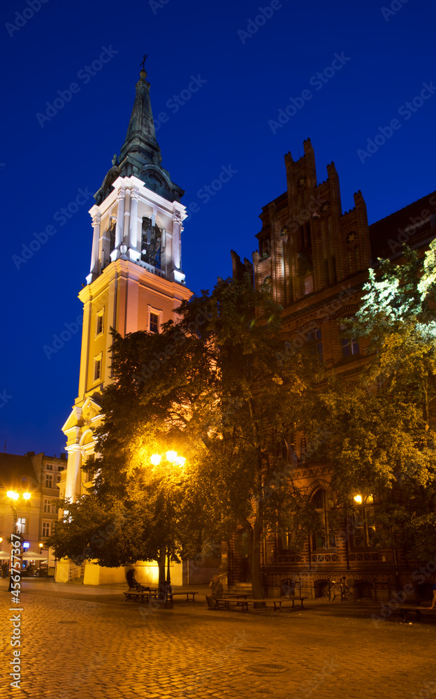 Church of Holy Spirit and post office at Market square in Torun.  Poland