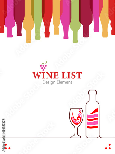 Design Wine list for Restaurant, bar or alcoholic store. Full Bottle wine