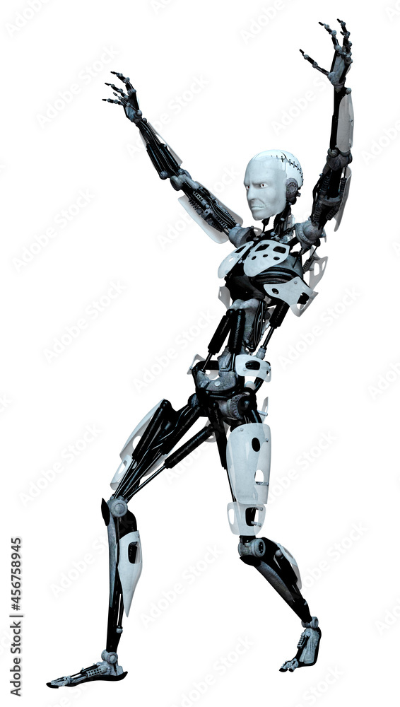 3D Rendering Male Robot on White 3D Rendering Male Robot on White