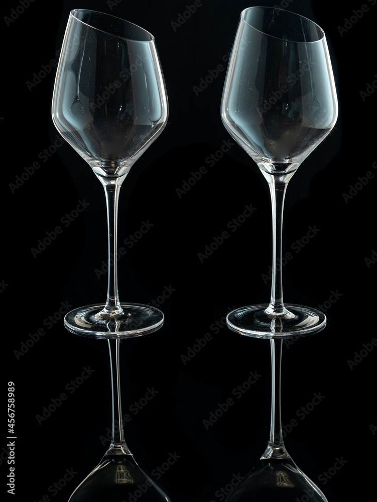 wine glasses with beveled edges on black background wine glasses with beveled edges on black background