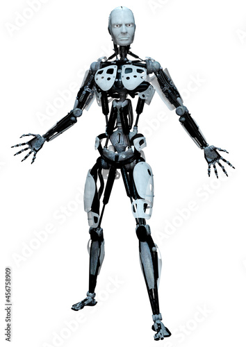 3D Rendering Male Robot on White © photosvac