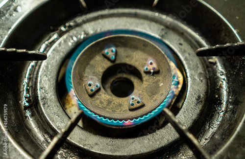 Blue gas on stove